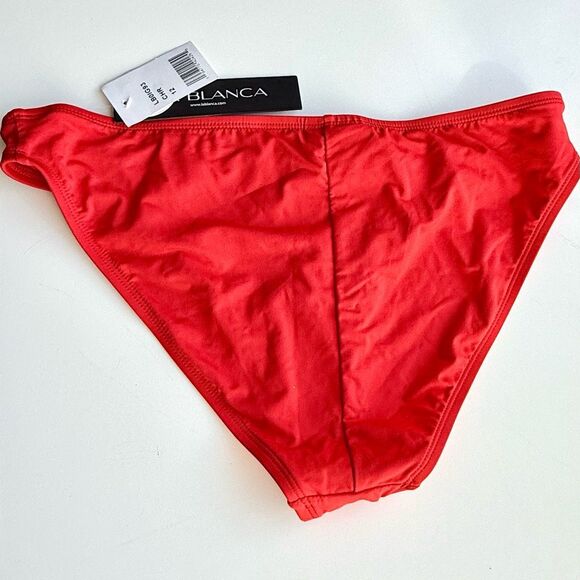 NWT La Blanca red bikini bottoms, classic style Size 12 - Picture 4 of 5